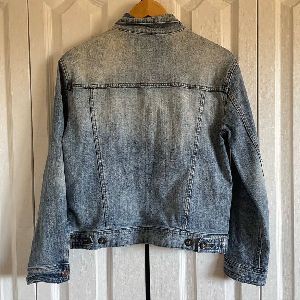 Revolve x Dr Denim Trucker Jean Jacket Women’s M Blue Light Wash Button Faded - Picture 7 of 13